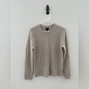 J. Crew 100% Cashmere Cable Knit Tan Sweater Small EUC